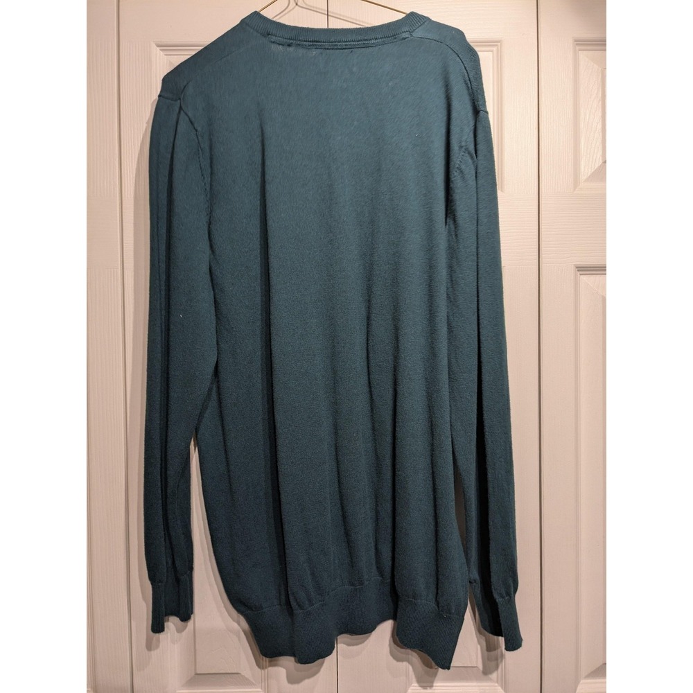 L.L.Bean Sweater Mens XL Tall Teal Green V Neck Cotton Cashmere Blend Pullover - Picture 7 of 14